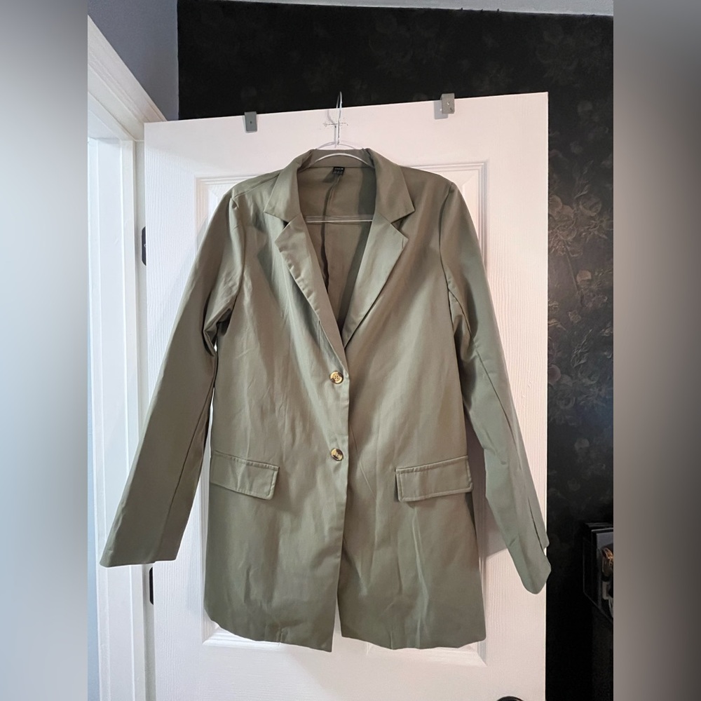 SHEIN Sage Green Blazer with Gold Buttons